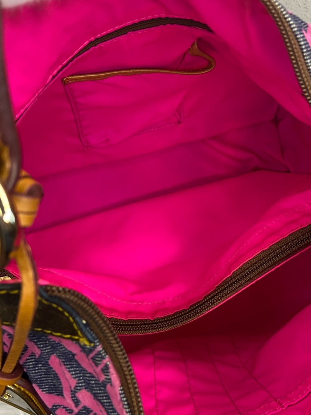 Dooney & Bourke Pink and Blue Logo Canvas Shoulder Bag - Picture 13 of 13